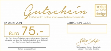 Heike Schäfer / € 75.- Geschenkgutschein - Die Geschenkidee für Kreative